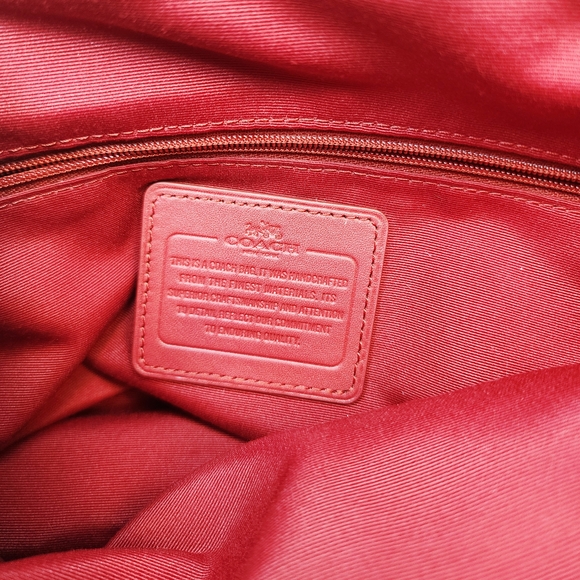 Coach Signature Canvas and Red Leather Tote